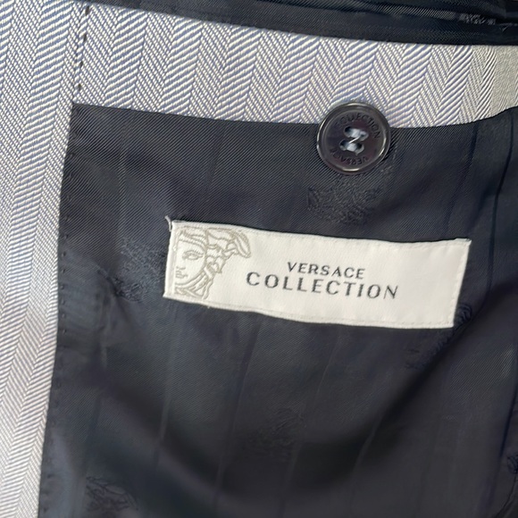 Versace Light Blue Herringbone Sport Jacket 48 Euro Short - Picture 14 of 14